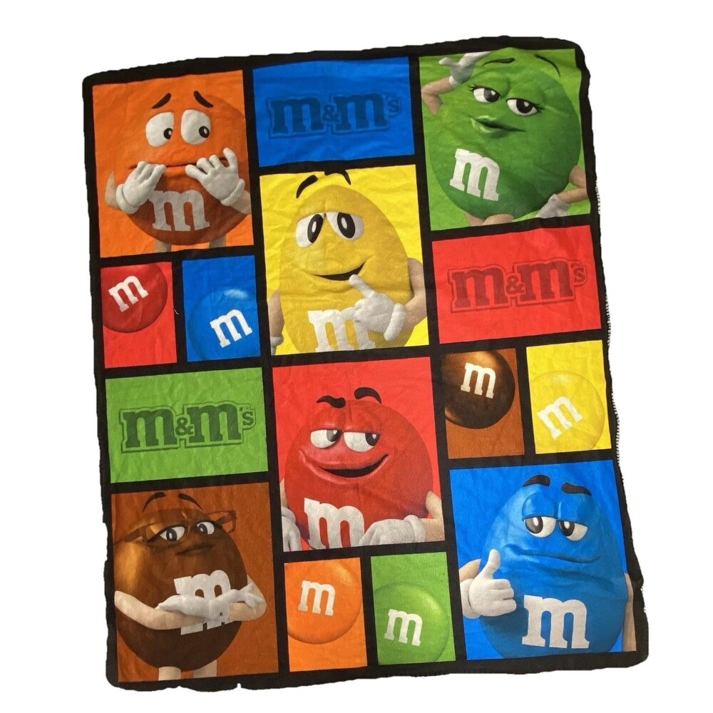 M&M’s Character Throw Blanket Fleece Color Block Blue Red Green 48x60